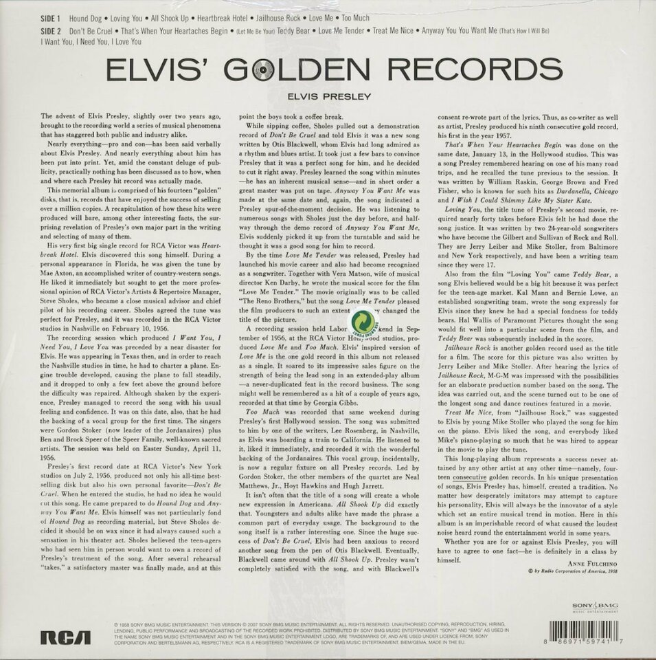 Vinilinė plokštelė - Elvis Presley – Elvis' Golden Records 1LP
